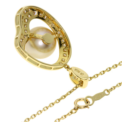 MIKIMOTO Pearl Pearl Diamond Necklace K18 Yellow Gold Ladies [Used]