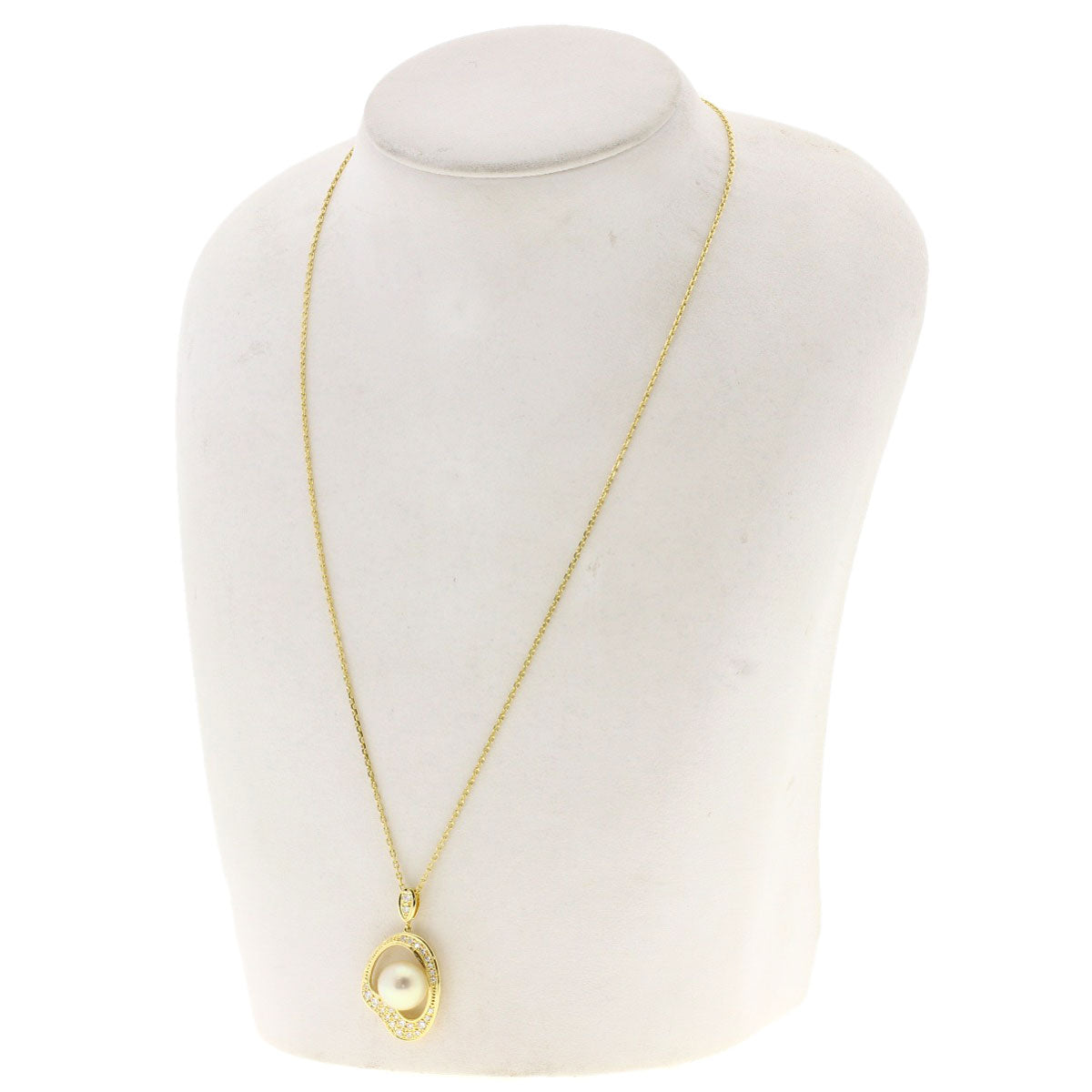 MIKIMOTO Pearl Pearl Diamond Necklace K18 Yellow Gold Ladies [Used]