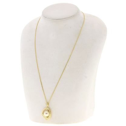 MIKIMOTO Pearl Pearl Diamond Necklace K18 Yellow Gold Ladies [Used]