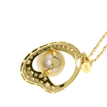 MIKIMOTO Pearl Pearl Diamond Necklace K18 Yellow Gold Ladies [Used]