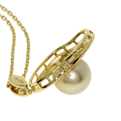 MIKIMOTO Pearl Pearl Diamond Necklace K18 Yellow Gold Ladies [Used]