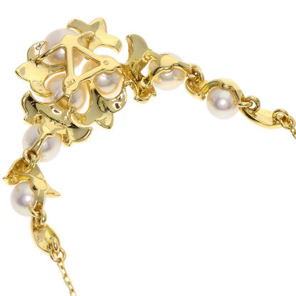 MIKIMOTO Leaf motif Pearl Pearl Necklace K18 Yellow Gold Ladies [Used]