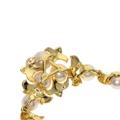 MIKIMOTO Leaf motif Pearl Pearl Necklace K18 Yellow Gold Ladies [Used]
