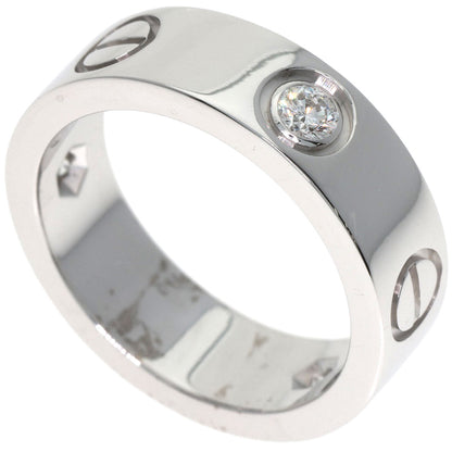 CARTIER love ring half diamond # 49 Ring K18 White Gold Ladies [Used]