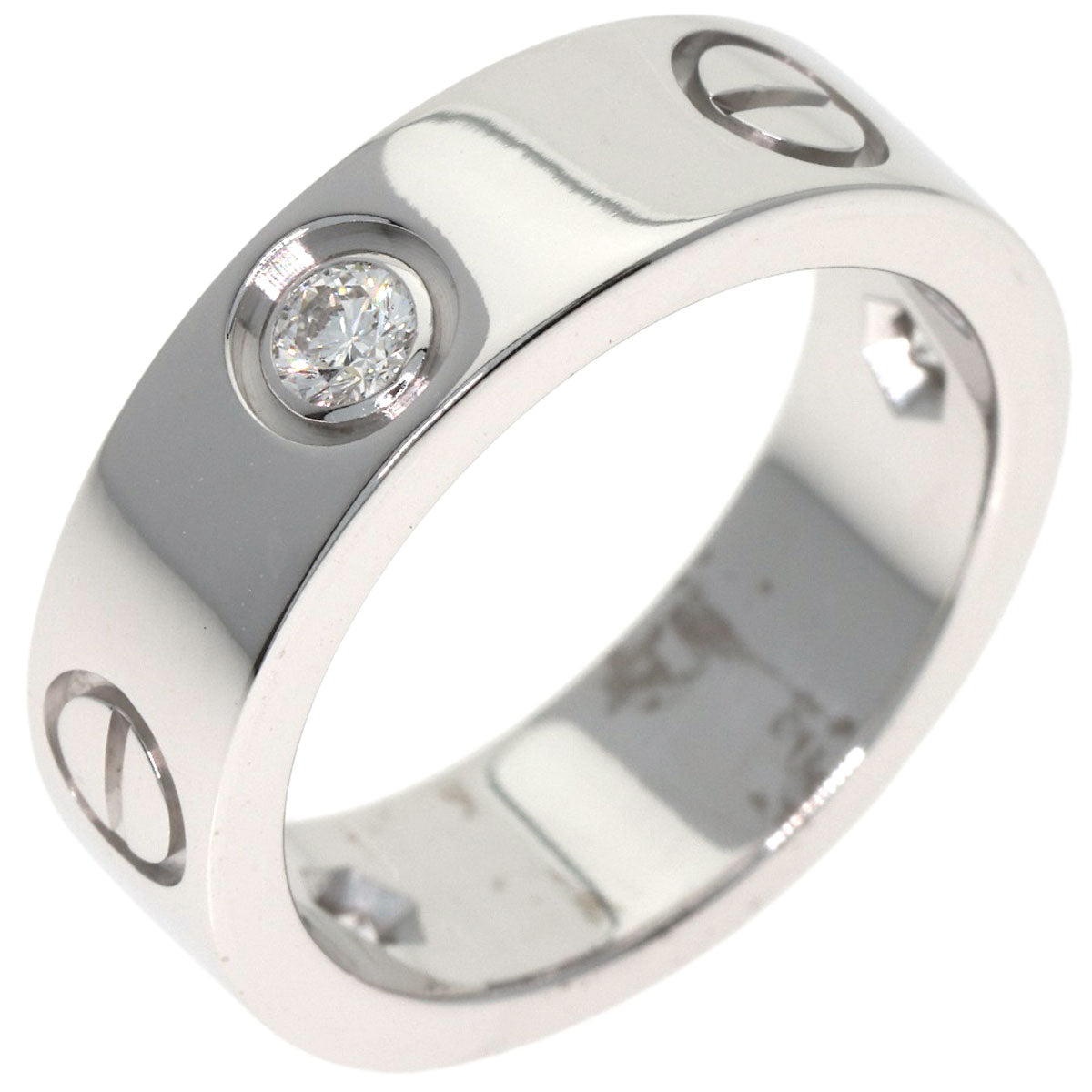 CARTIER love ring half diamond # 49 Ring K18 White Gold Ladies [Used]