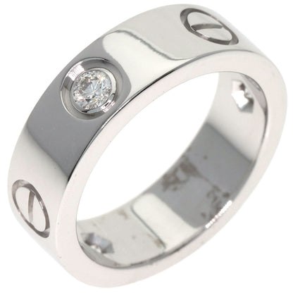 CARTIER love ring half diamond # 49 Ring K18 White Gold Ladies [Used]