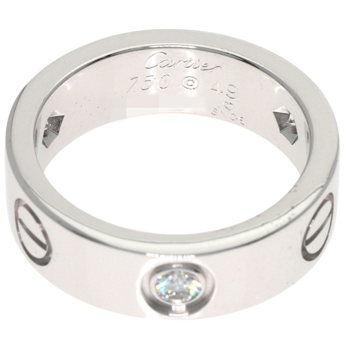 CARTIER love ring half diamond # 49 Ring K18 White Gold Ladies [Used]