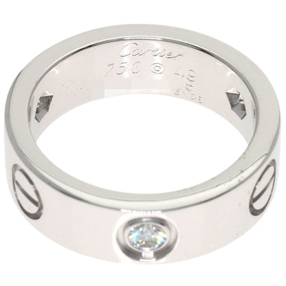 CARTIER love ring half diamond # 49 Ring K18 White Gold Ladies [Used]