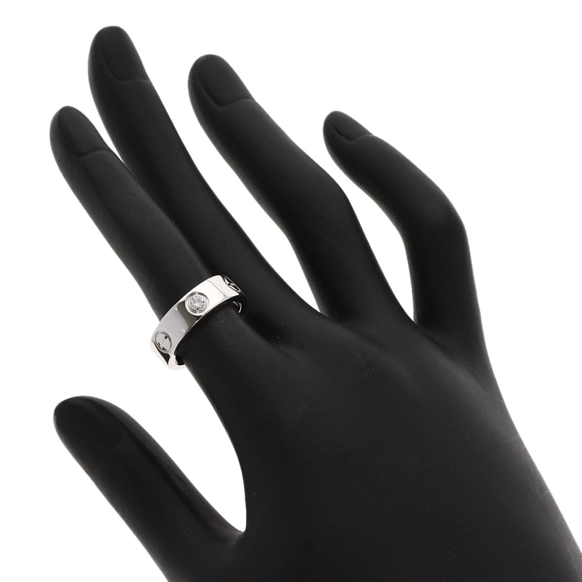 CARTIER love ring half diamond # 49 Ring K18 White Gold Ladies [Used]
