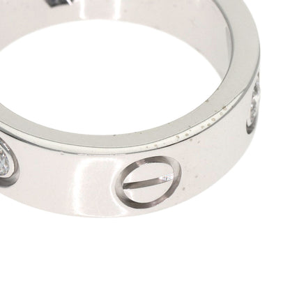 CARTIER love ring half diamond # 49 Ring K18 White Gold Ladies [Used]