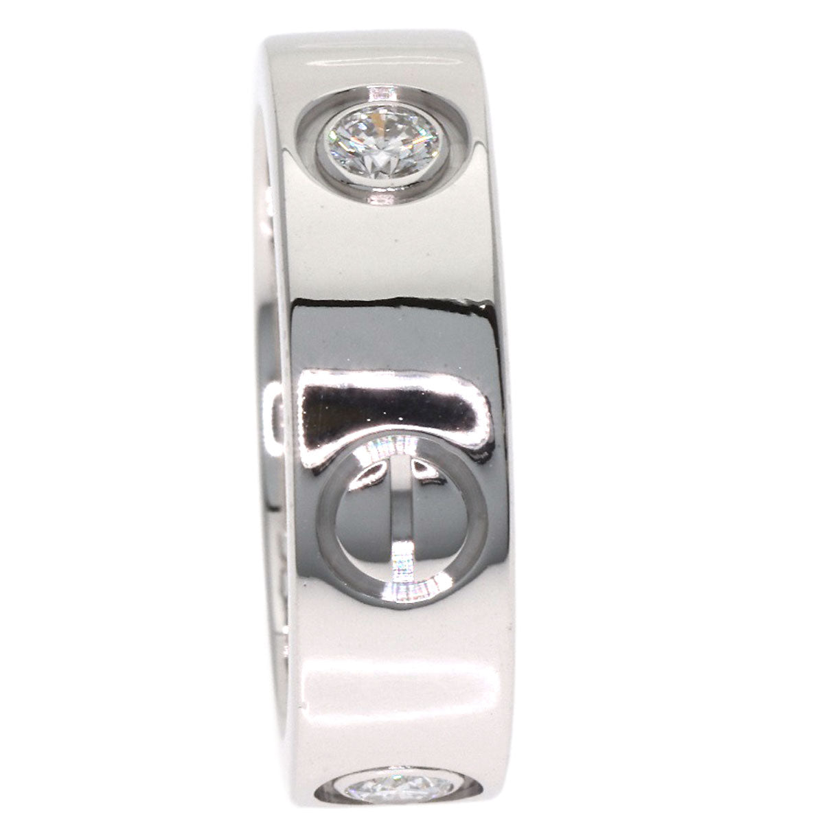 CARTIER love ring half diamond # 49 Ring K18 White Gold Ladies [Used]