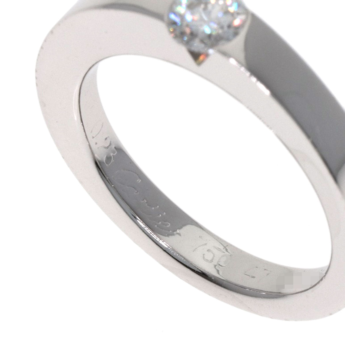 CARTIER Date with Diamond #47 Ring K18 White Gold Ladies [Used]