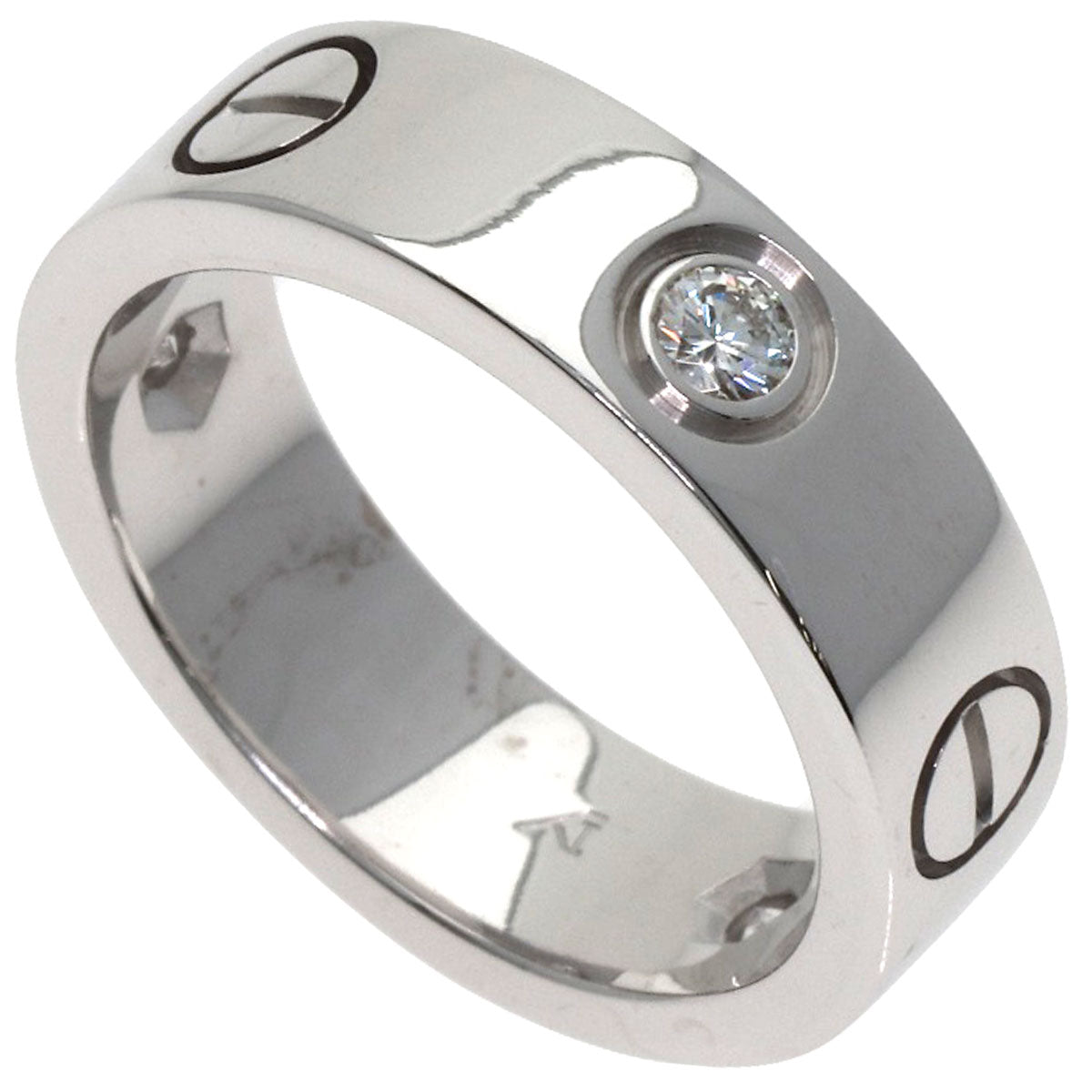 CARTIER love ring half diamond # 51 Ring K18 White Gold Ladies [Used]