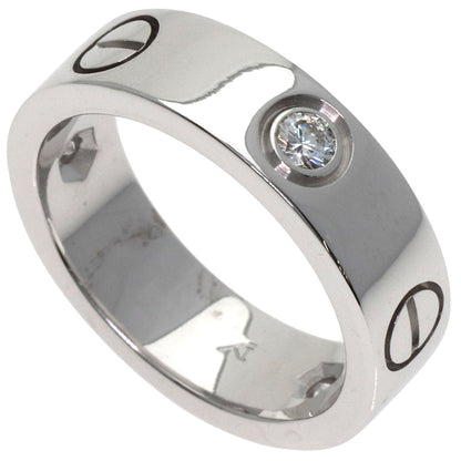 CARTIER love ring half diamond # 51 Ring K18 White Gold Ladies [Used]