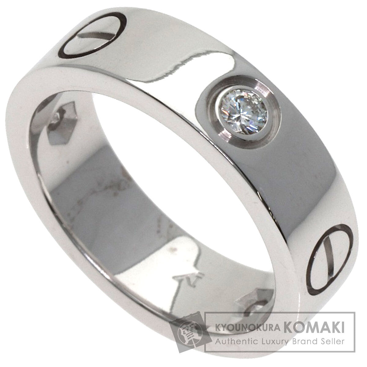 CARTIER love ring half diamond # 51 Ring K18 White Gold Ladies [Used]