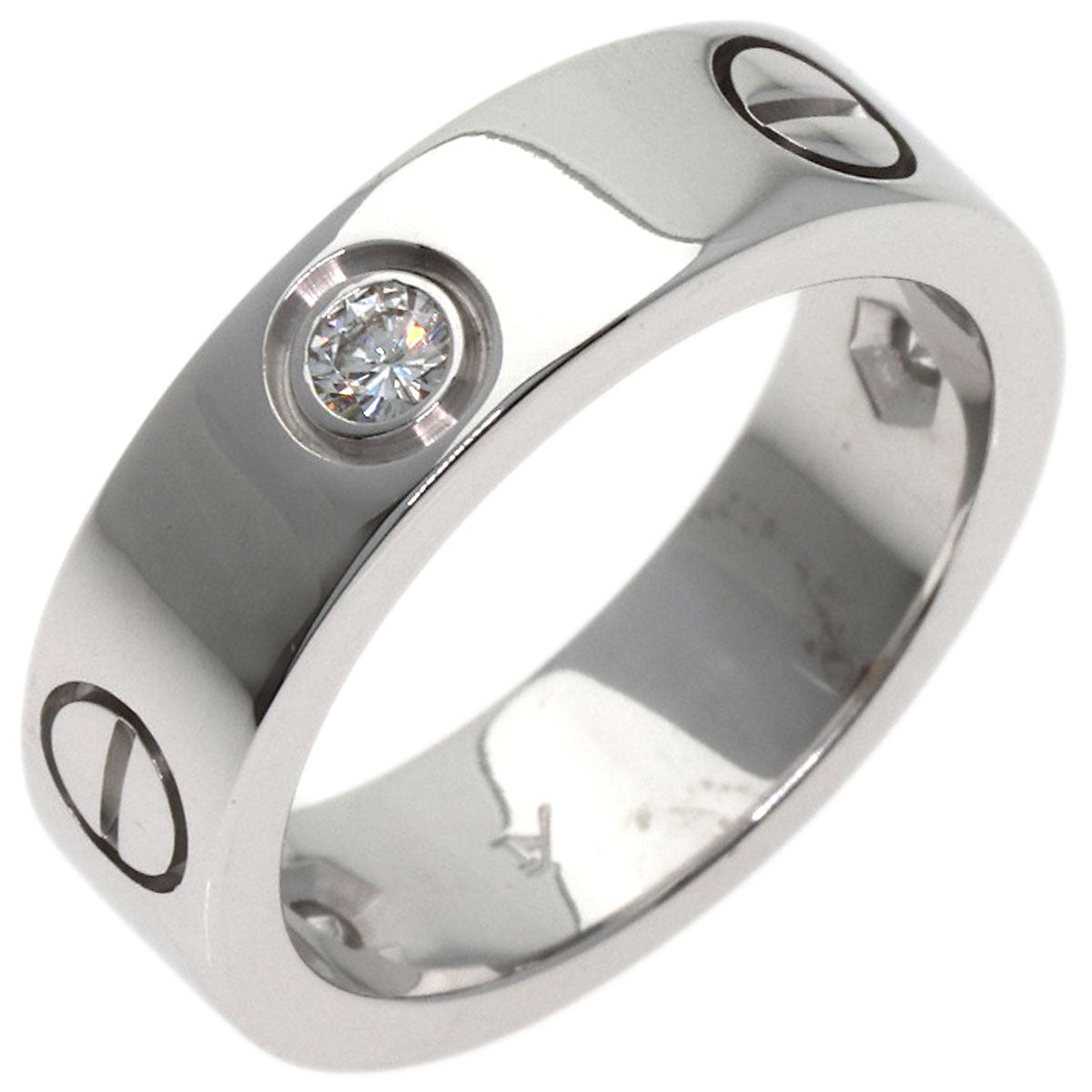 CARTIER love ring half diamond # 51 Ring K18 White Gold Ladies [Used]