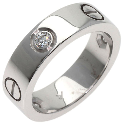 CARTIER love ring half diamond # 51 Ring K18 White Gold Ladies [Used]