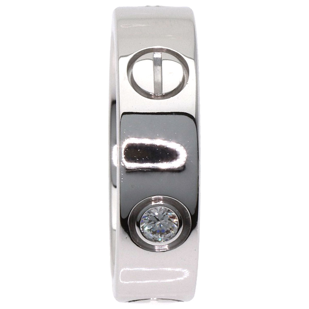 CARTIER love ring half diamond # 51 Ring K18 White Gold Ladies [Used]
