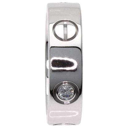 CARTIER love ring half diamond # 51 Ring K18 White Gold Ladies [Used]