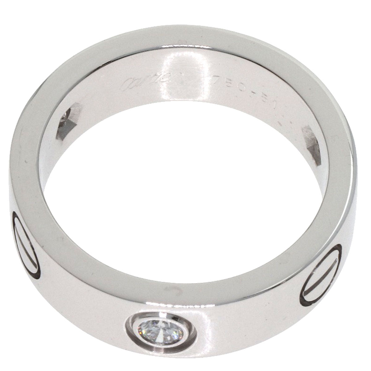 CARTIER love ring half diamond # 51 Ring K18 White Gold Ladies [Used]