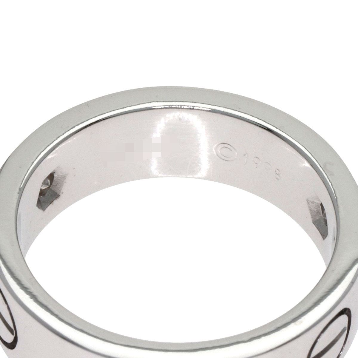 CARTIER love ring half diamond # 51 Ring K18 White Gold Ladies [Used]
