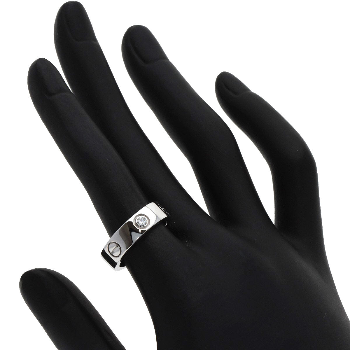 CARTIER love ring half diamond # 51 Ring K18 White Gold Ladies [Used]