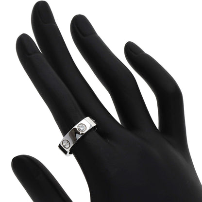 CARTIER love ring half diamond # 51 Ring K18 White Gold Ladies [Used]