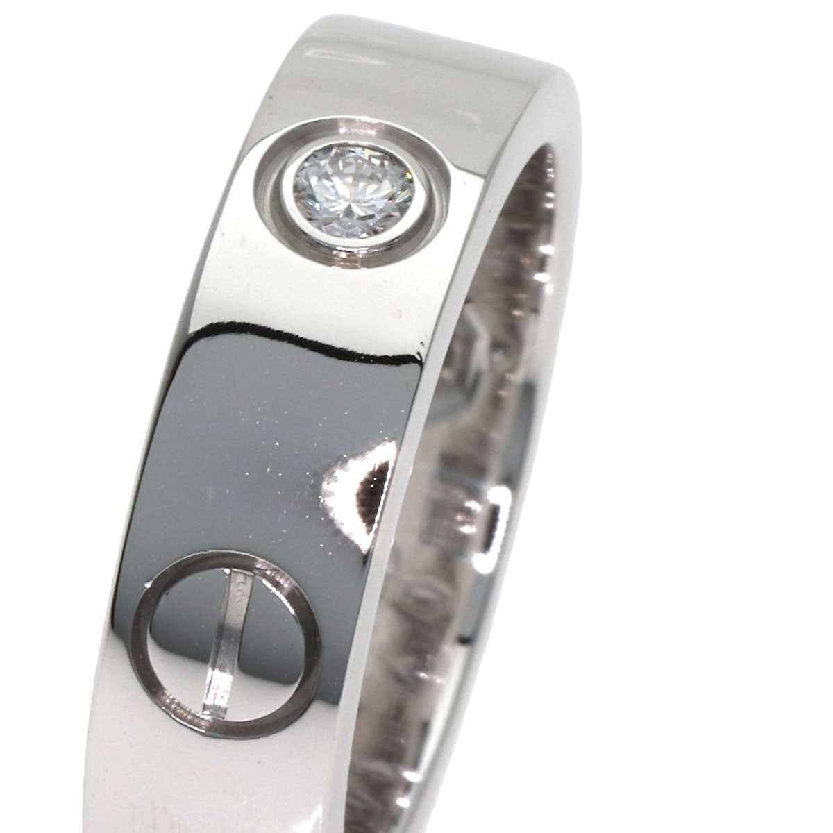 CARTIER love ring half diamond # 51 Ring K18 White Gold Ladies [Used]