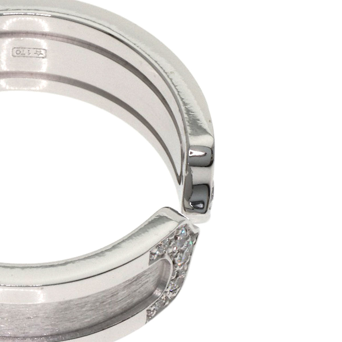 CARTIER C2 Ring SM Diamond #53 Ring K18 White Gold Ladies [Used]