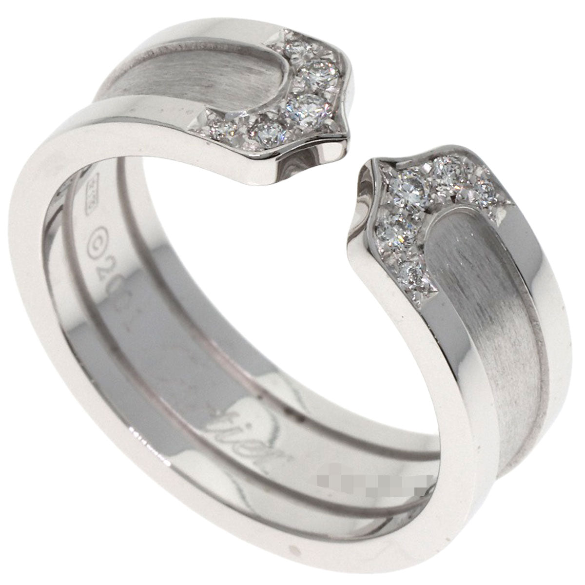 CARTIER C2 Ring SM Diamond #53 Ring K18 White Gold Ladies [Used]