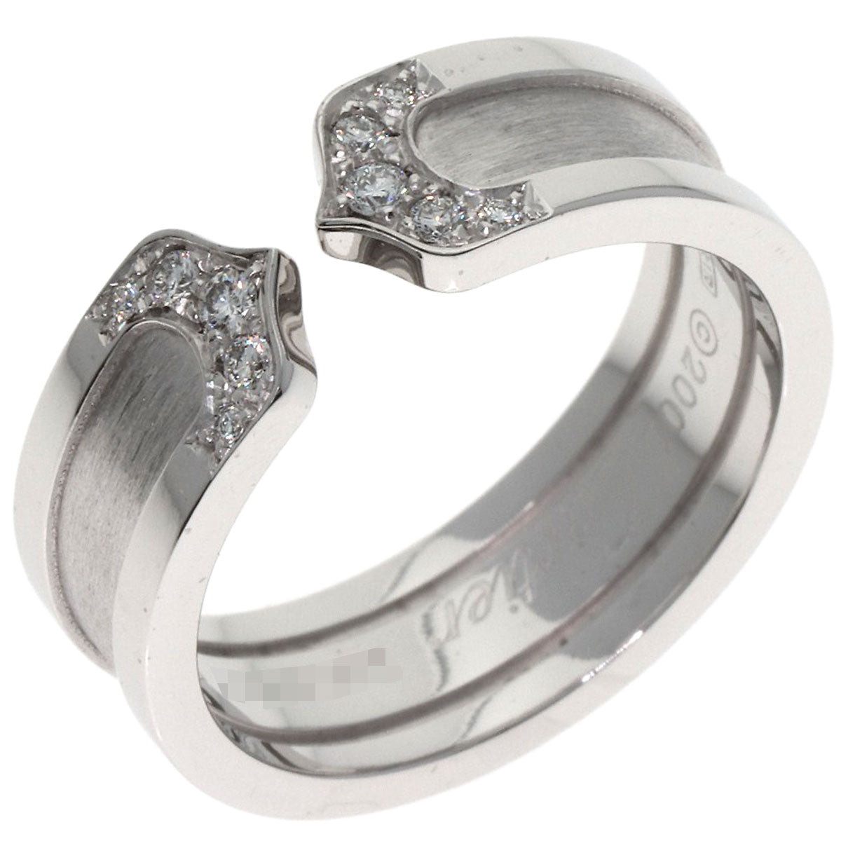 CARTIER C2 Ring SM Diamond #53 Ring K18 White Gold Ladies [Used]