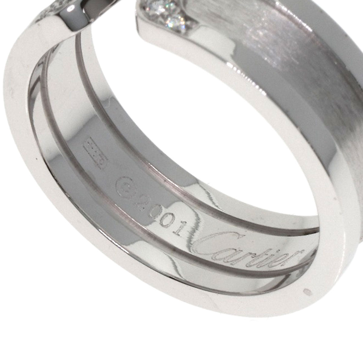 CARTIER C2 Ring SM Diamond #53 Ring K18 White Gold Ladies [Used]