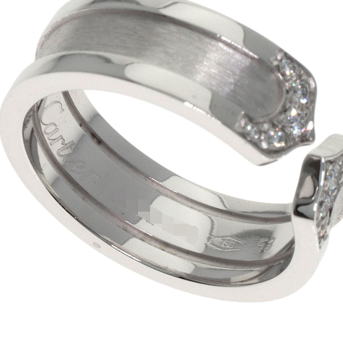 CARTIER C2 Ring SM Diamond #53 Ring K18 White Gold Ladies [Used]