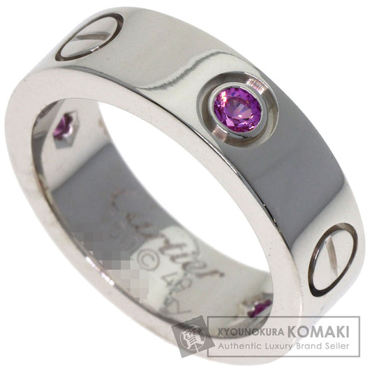 CARTIER Love ring half pink sapphire #49 Ring K18 White Gold Ladies [Used]
