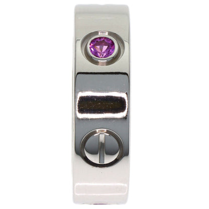CARTIER Love ring half pink sapphire #49 Ring K18 White Gold Ladies [Used]