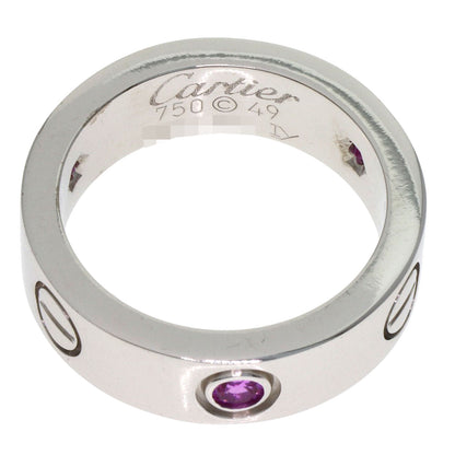 CARTIER Love ring half pink sapphire #49 Ring K18 White Gold Ladies [Used]