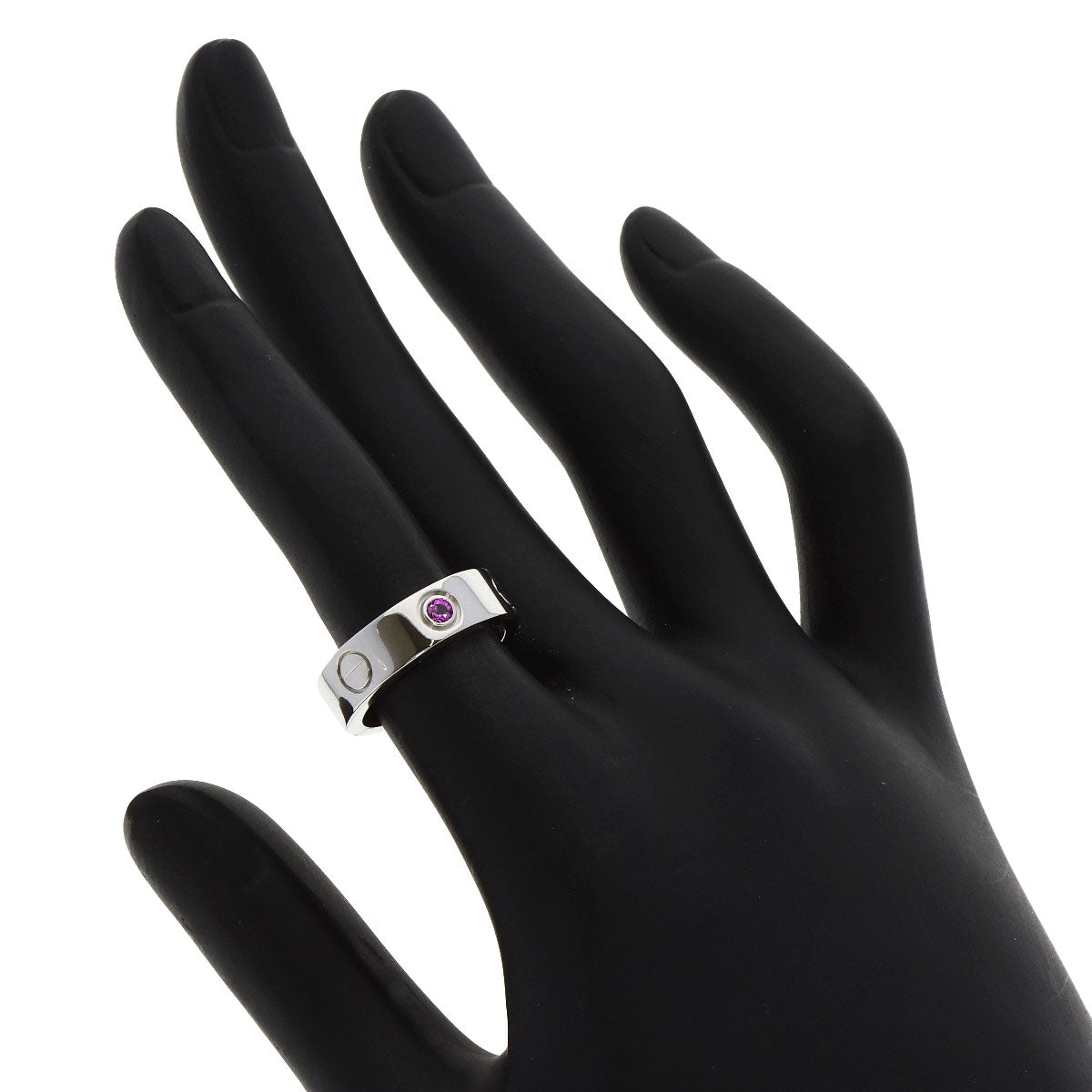 CARTIER Love ring half pink sapphire #49 Ring K18 White Gold Ladies [Used]