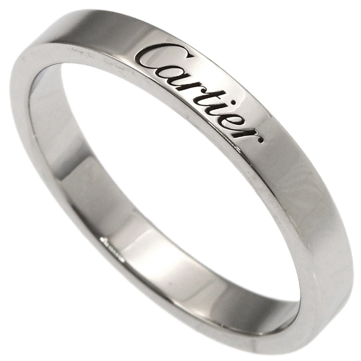 CARTIER Flat Band #55 Ring Platinum PT950 Ladies [Used]