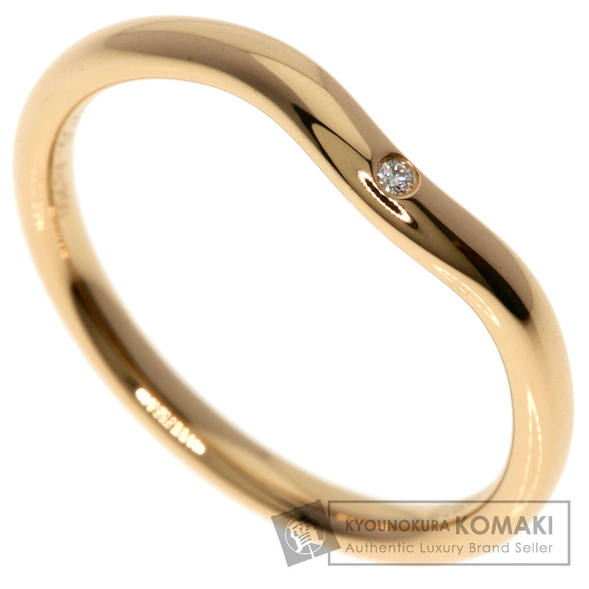 TIFFANY&Co. Curved Band 1P Diamond Ring K18 Pink Gold Ladies [Used]