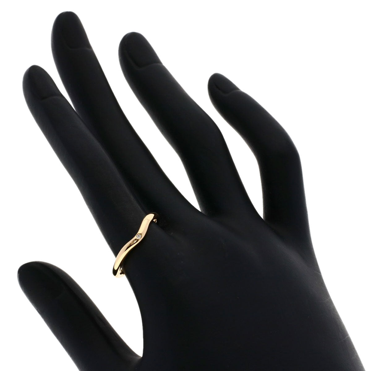 TIFFANY&Co. Curved Band 1P Diamond Ring K18 Pink Gold Ladies [Used]