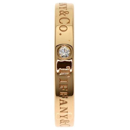 TIFFANY&Co. Logo Band Ring 3P Diamond Ring Platinum PT950 Ladies [Used]