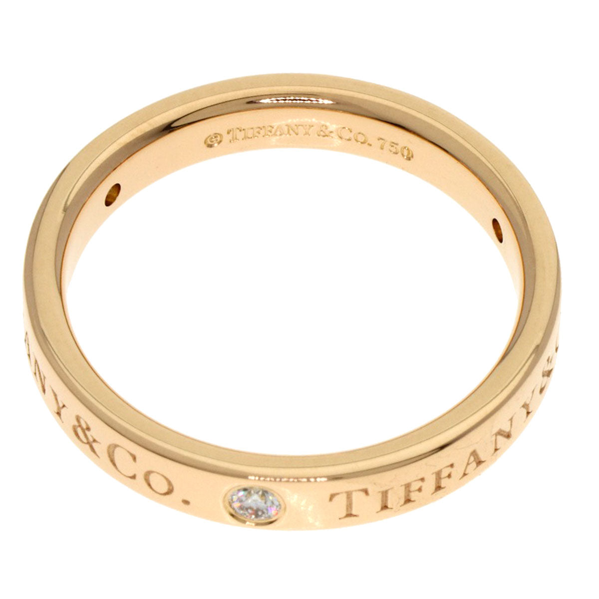 TIFFANY&Co. Logo Band Ring 3P Diamond Ring Platinum PT950 Ladies [Used]