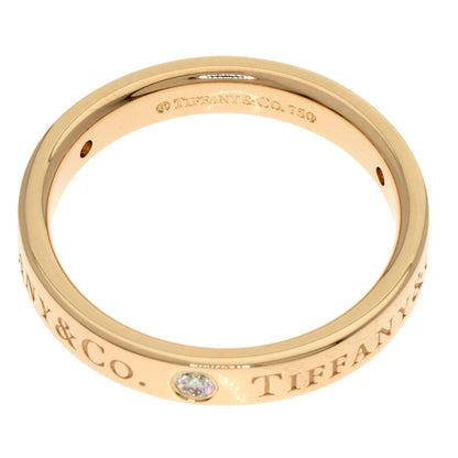 TIFFANY&Co. Logo Band Ring 3P Diamond Ring Platinum PT950 Ladies [Used]