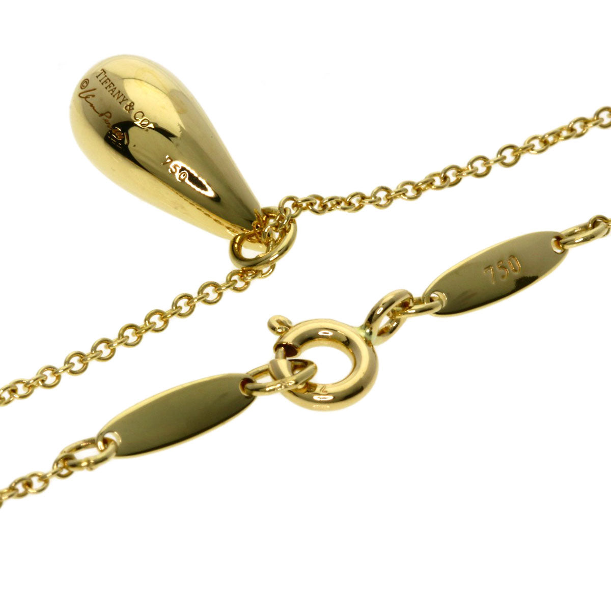 TIFFANY&Co. teardrop Necklace K18 Yellow Gold Ladies [Used]