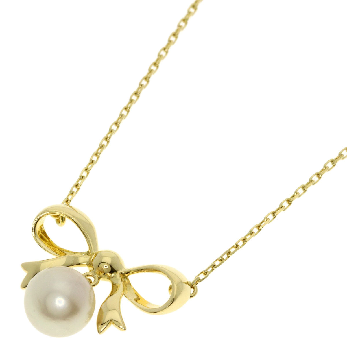 MIKIMOTO Pearl Pearl Ribbon Necklace K18 Yellow Gold Ladies [Used]