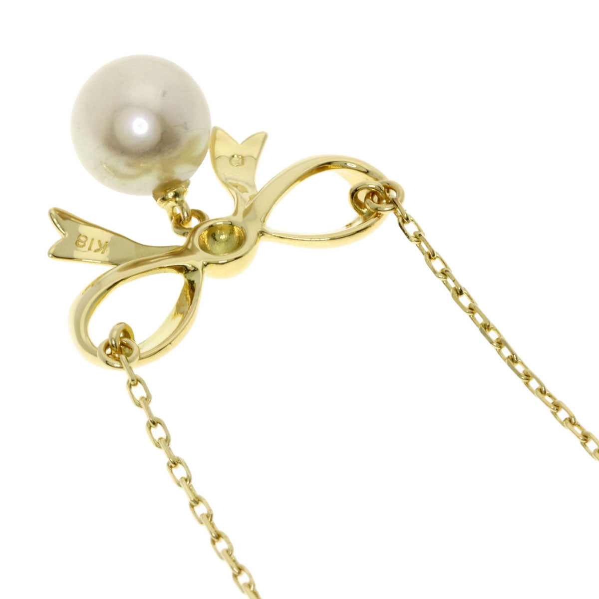 MIKIMOTO Pearl Pearl Ribbon Necklace K18 Yellow Gold Ladies [Used]