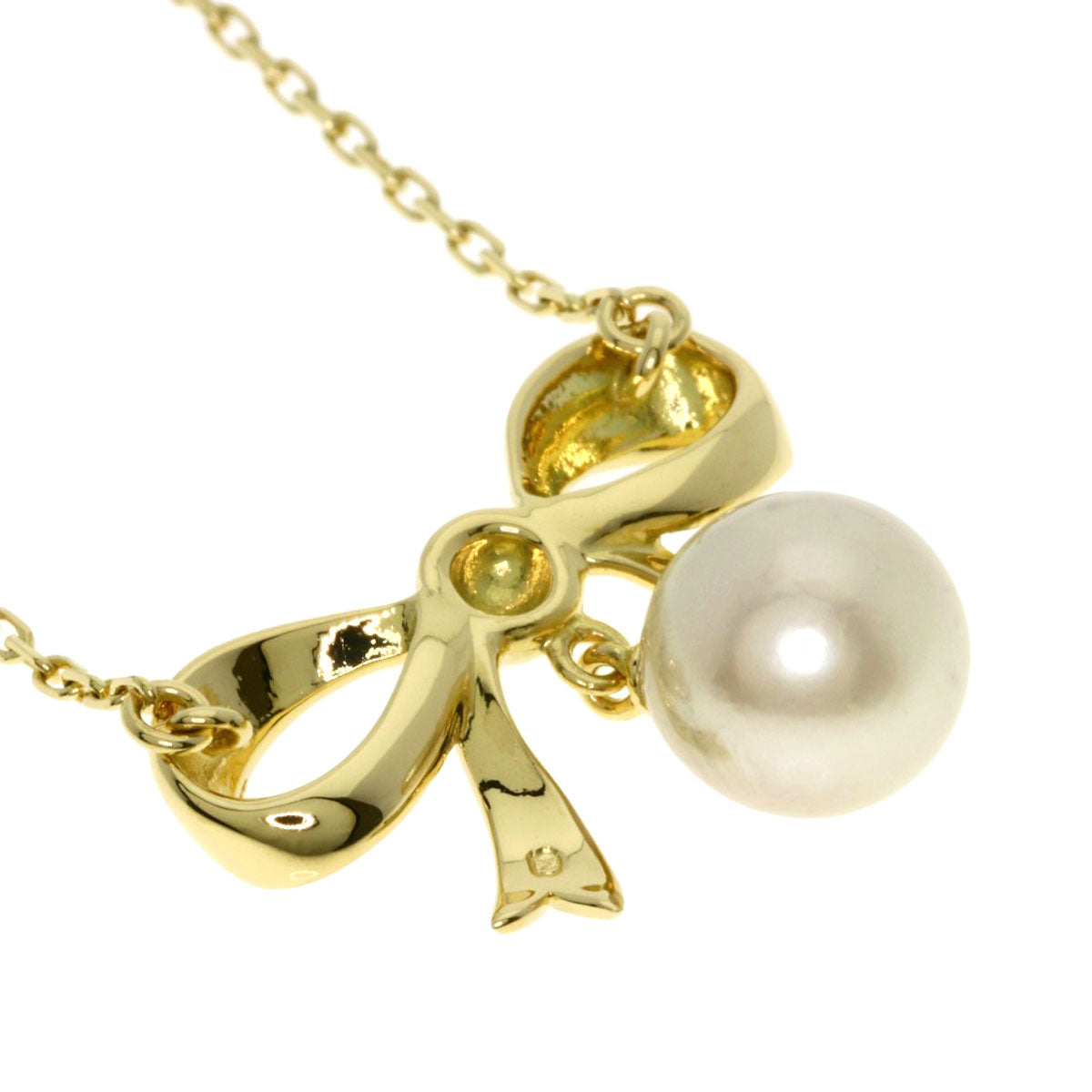 MIKIMOTO Pearl Pearl Ribbon Necklace K18 Yellow Gold Ladies [Used]