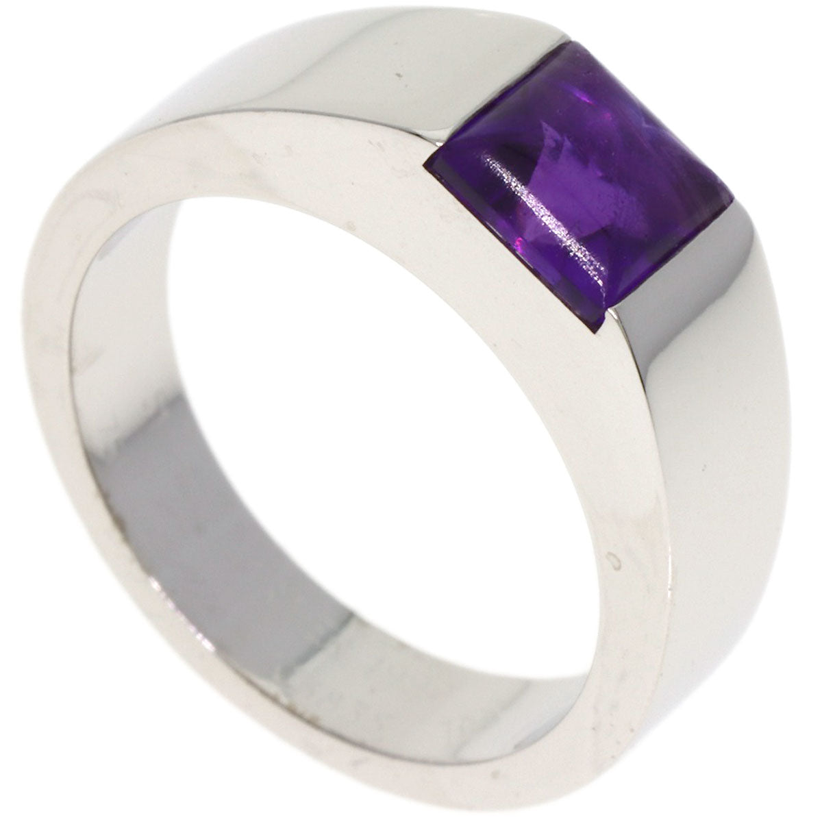 CARTIER Tank Amethyst #51 Ring K18 White Gold Ladies [Used]
