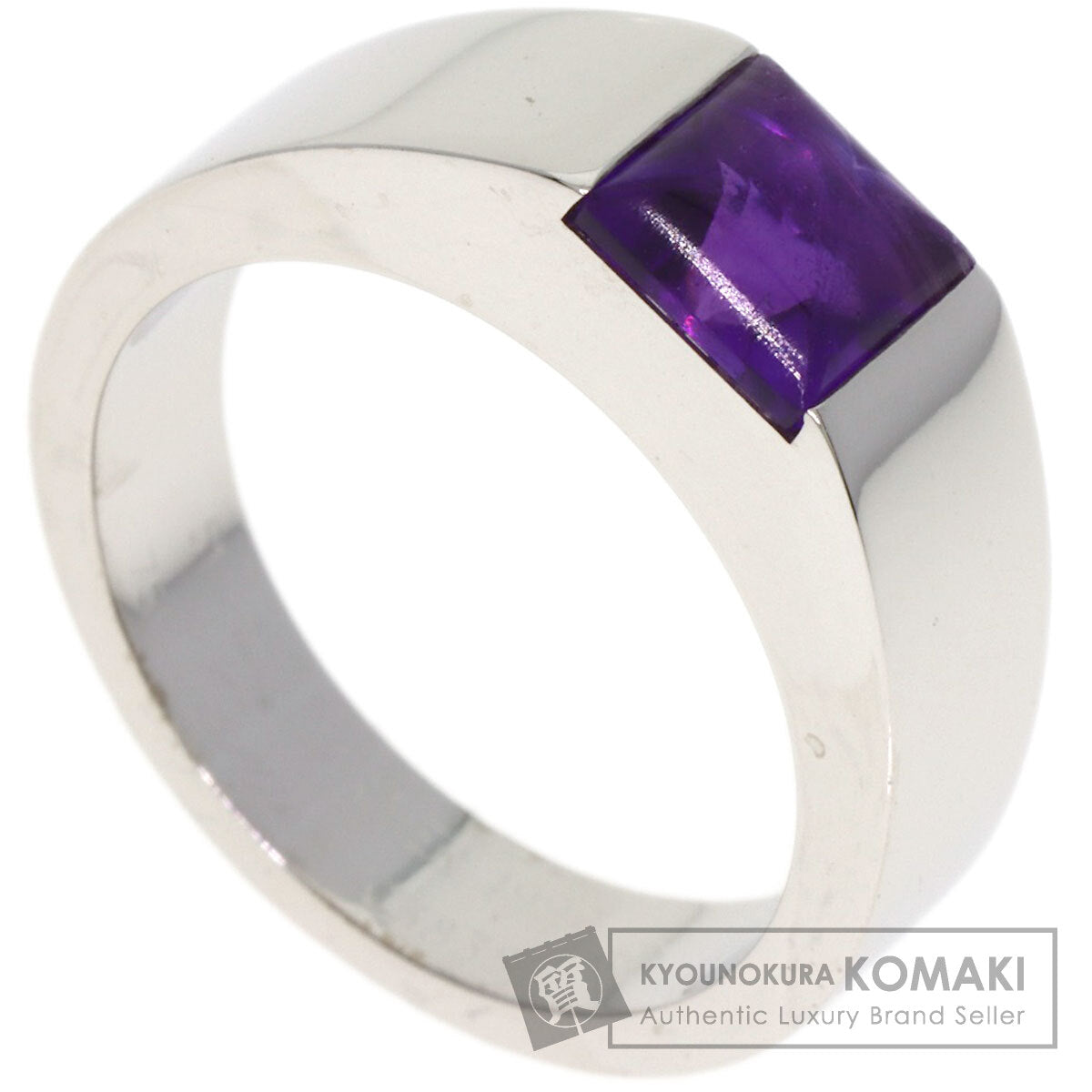 CARTIER Tank Amethyst #51 Ring K18 White Gold Ladies [Used]