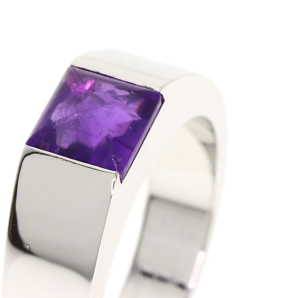 CARTIER Tank Amethyst #51 Ring K18 White Gold Ladies [Used]